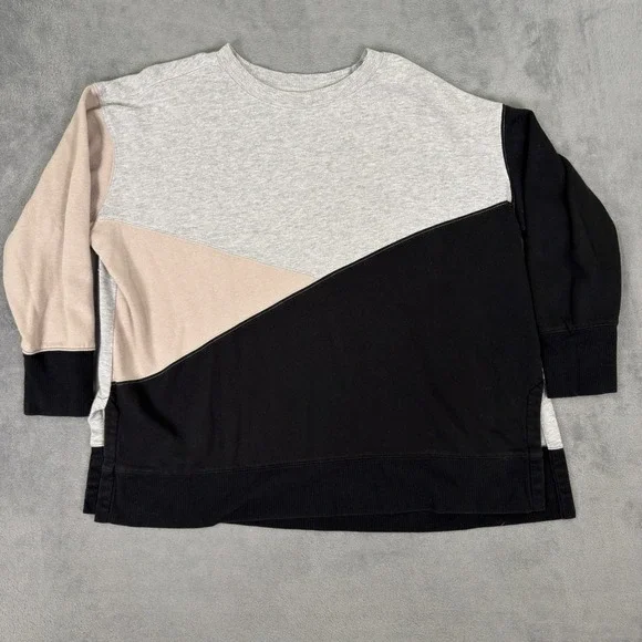 Maurices Sweater Womens 2X Gray Pink Color Block Long Sleeve Pullover Stretch - Picture 1 of 8